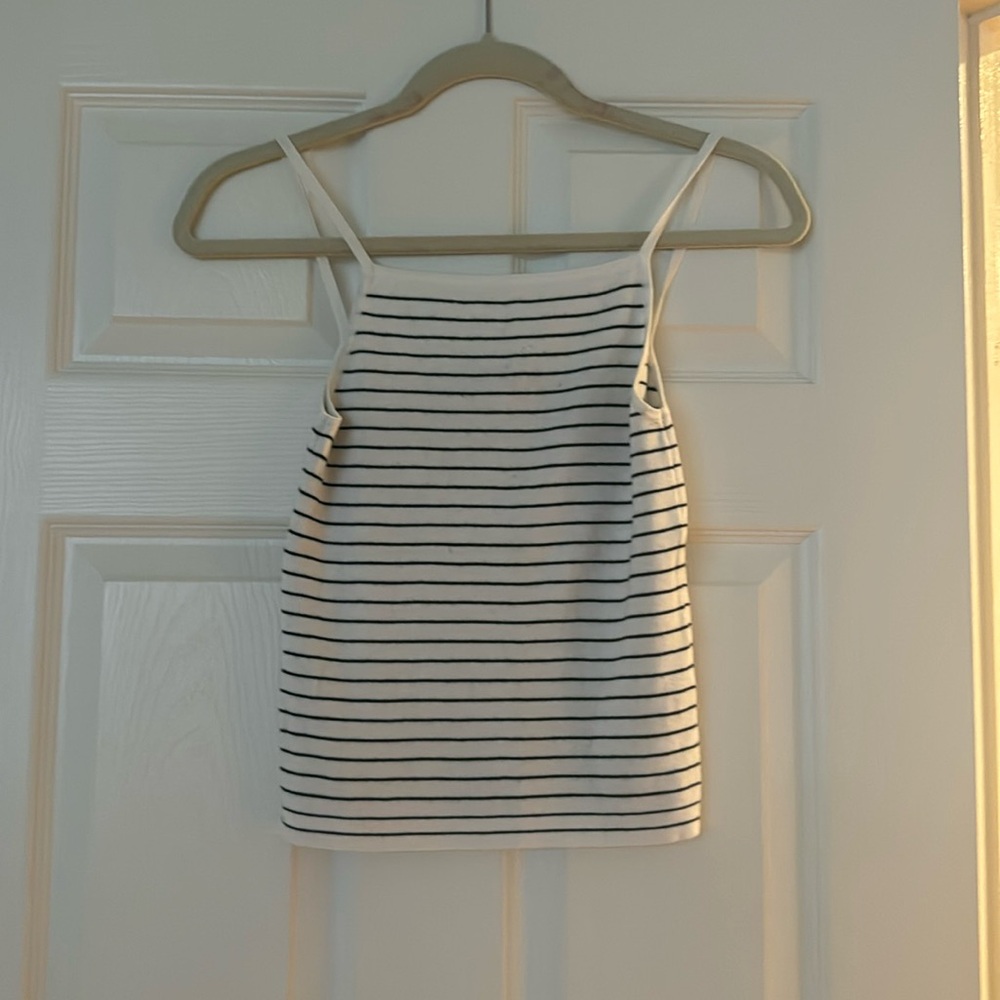 Brandy Melville striped black and cream cropped tank top